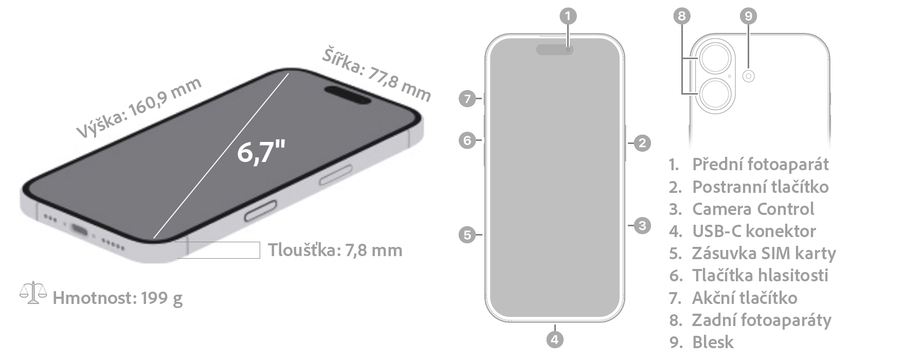 iPhone 16 Plus - Dimensions